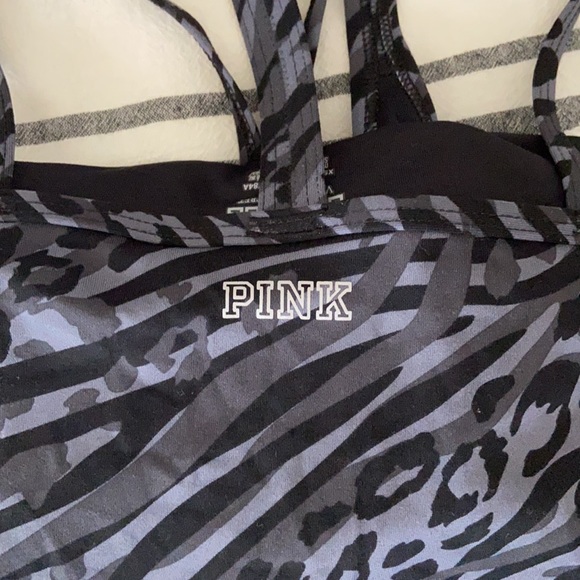 PINK (Victoria’s Secret) Workout Tank Top. Leopard and swirly pattern. XS. - Picture 3 of 3
